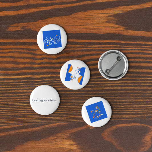 burnsybanniter set of five pin buttons