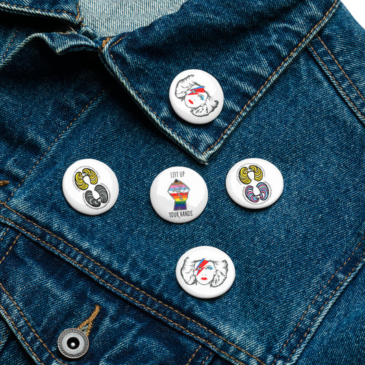 Hedwig set of five pin buttons