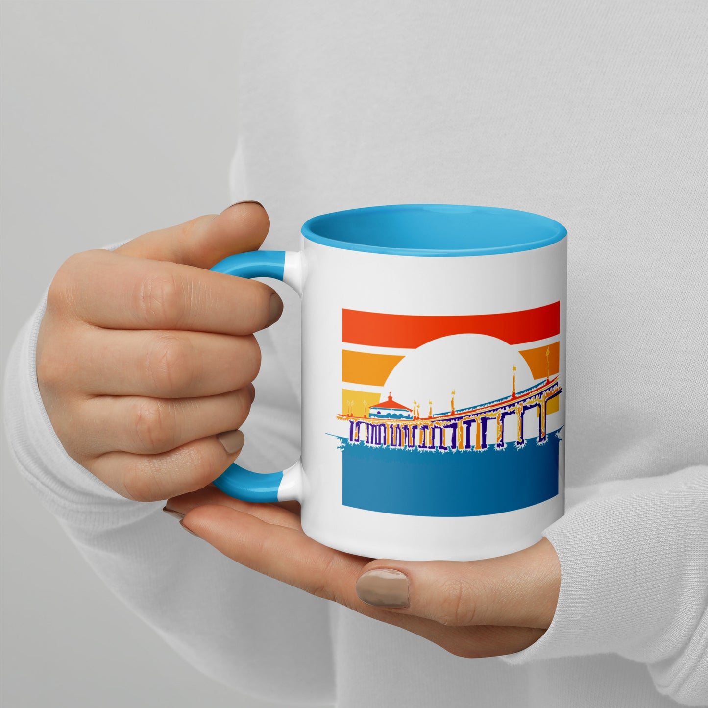 Manhattan Beach Pier mug with color inside
