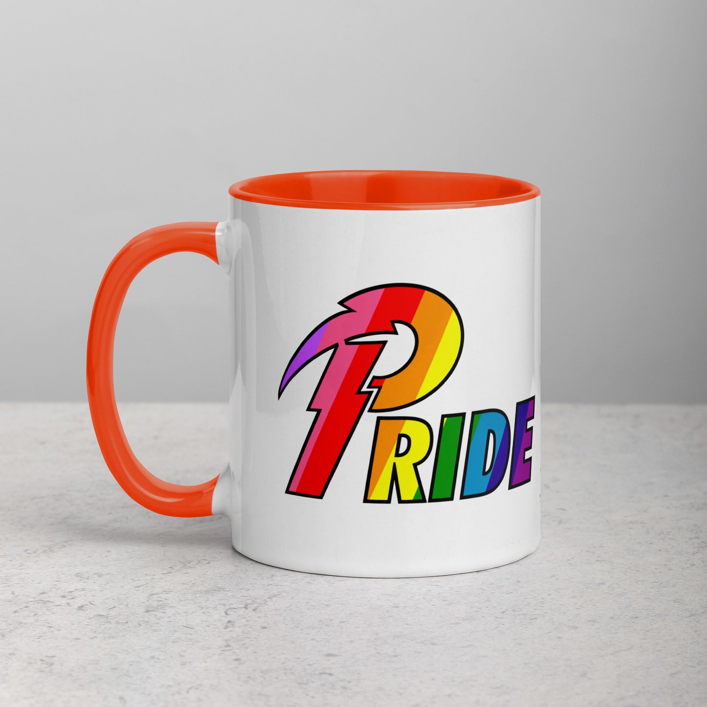 A Pride Bolt mug with color inside
