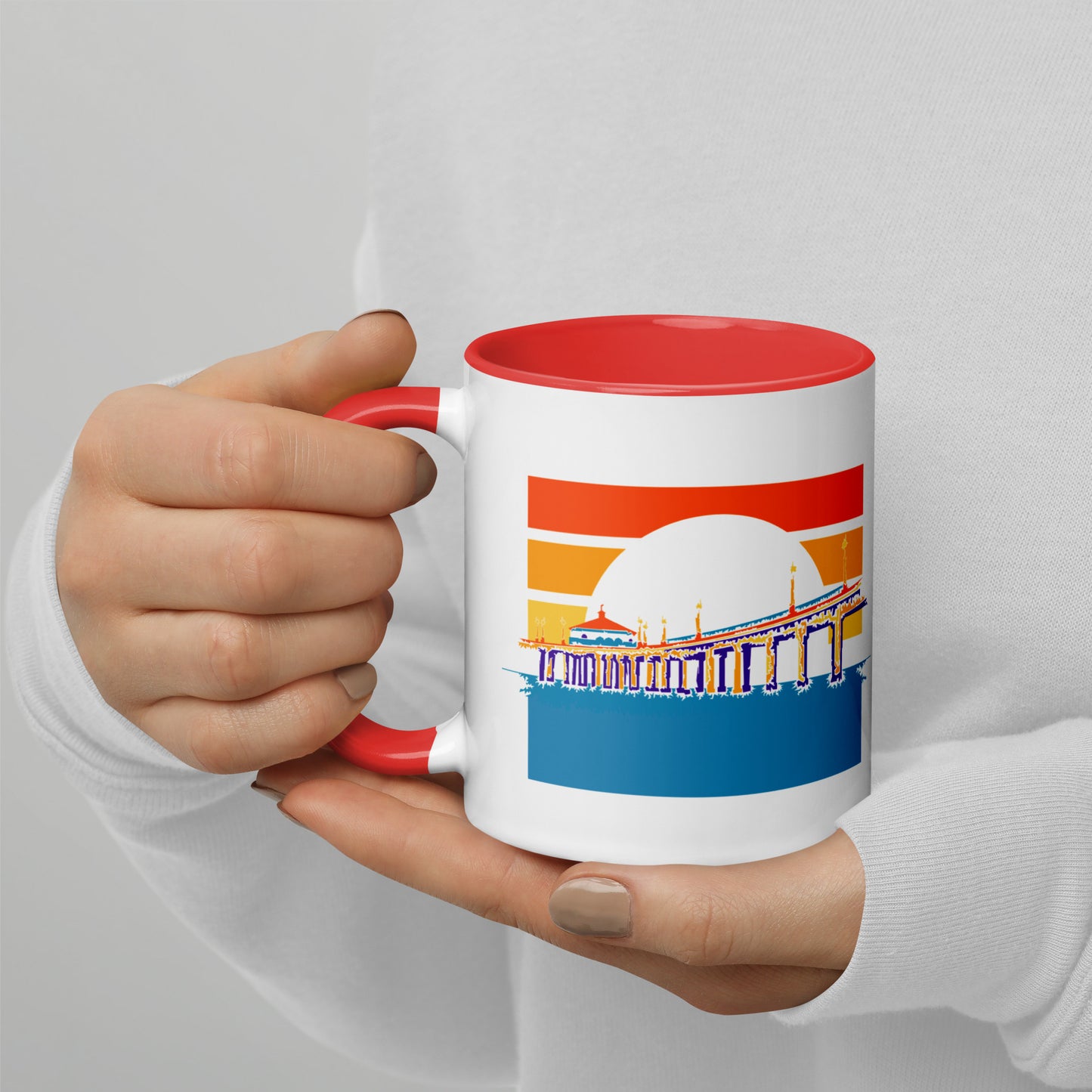 Manhattan Beach Pier mug with color inside